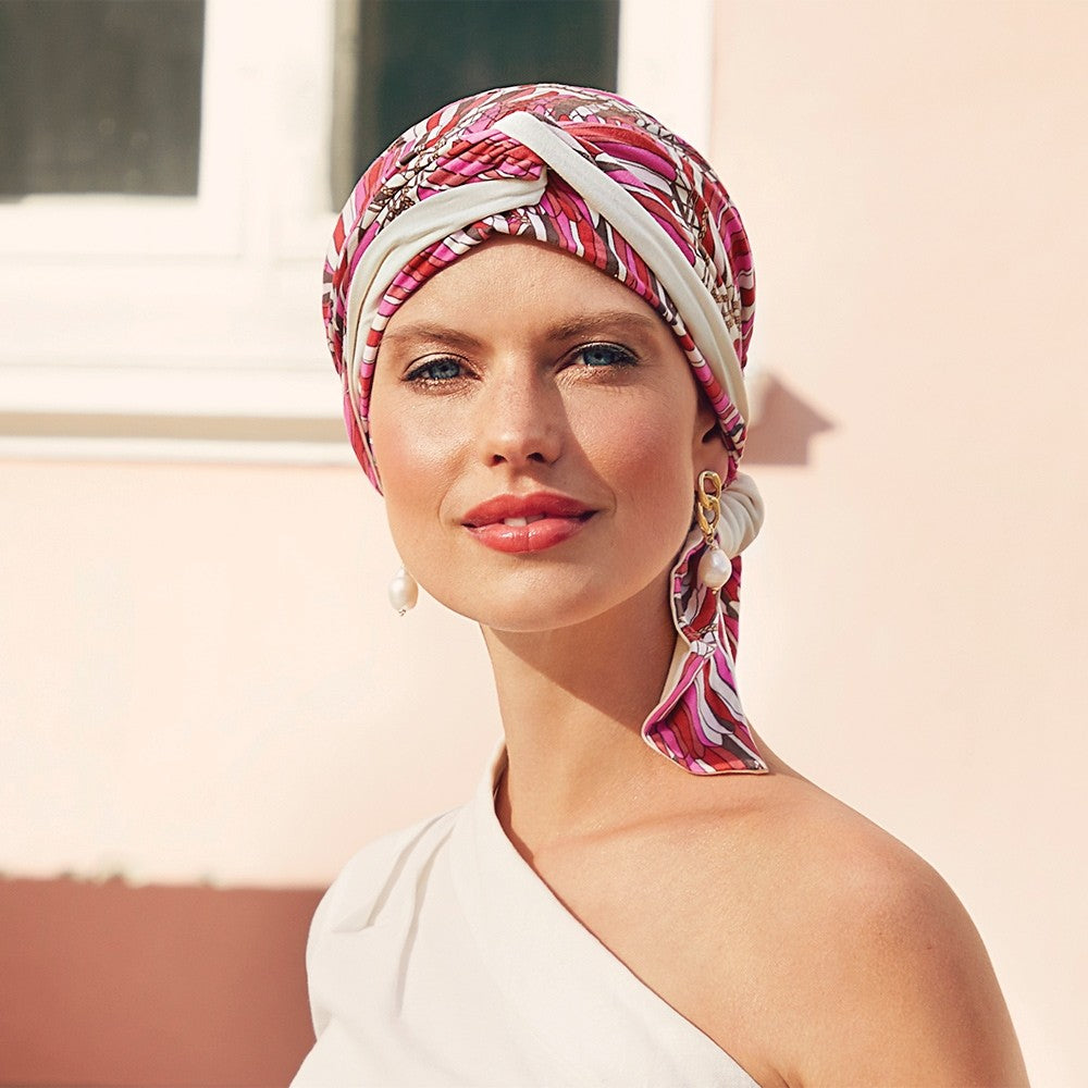 Beatrice Pink Print Turban Christine Headwear Accessories